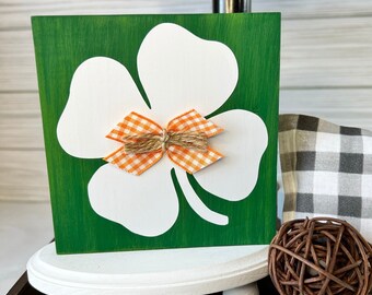 Rustic Green Shamrock Tiered Tray Sign: St Patrick's Day Decor