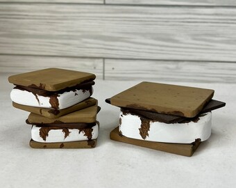 Wood S'more: Hand-Painted Faux Dessert for Tiered Tray