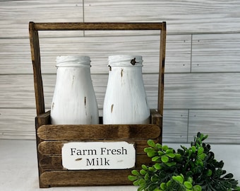 Farmhouse Milk Crate with Jars, Vintage Kitchen Decor