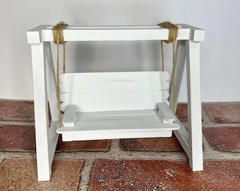 Miniature Porch Swing: Farmhouse Tiered Tray Decor