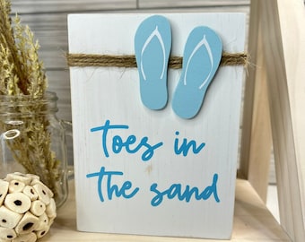 Toes in the Sand Wood Sign: Beach House Tiered Tray Decor