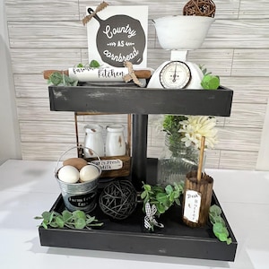 Farmhouse Kitchen Tiered Tray Decor/ Farmhouse kitchen Decor /Farmhouse Tray Decor Bundle / Rustic Tray Decor / Farm Fresh Kitchen Decor