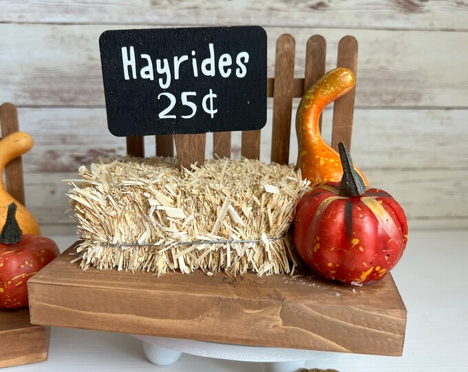 Hayride Tier Tray Sign, Haybale Fall Tiered Tray Decor, Fall Table ...