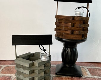 Mini Rustic Wishing Well: Farmhouse Tiered Tray Decor