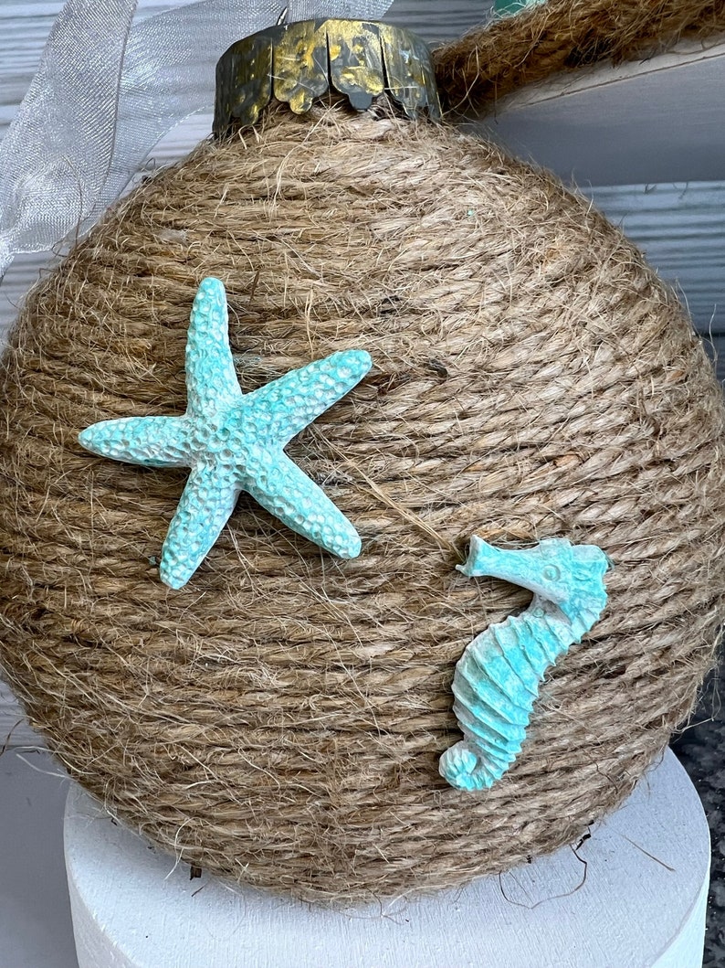 Coastal Christmas Tiered Tray Decor: Beachy Seas and Greetings Sign image 6