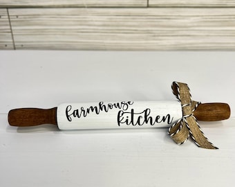 Mini Farmhouse Kitchen Rolling Pin, Tier Tray Decor (7 inch)
