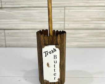 Rustic Butter Churn Tiered Tray Decor: Farmhouse Kitchen