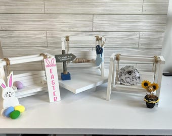 Decorative Sets for Tiered Tray Porch Swing, Spring/Summer and Easter Decorative Sets, Farmhouse Tiered Tray Decor, Mini Porch Swing