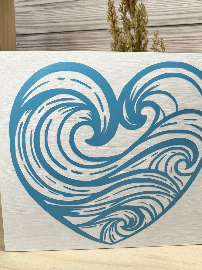 Ocean Wave Heart Sign: Coastal Tiered Tray Decor - Etsy