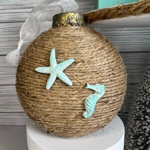 Coastal Christmas Tiered Tray Decor: Beachy Seas and Greetings Sign SEASHELL ORNAMENT