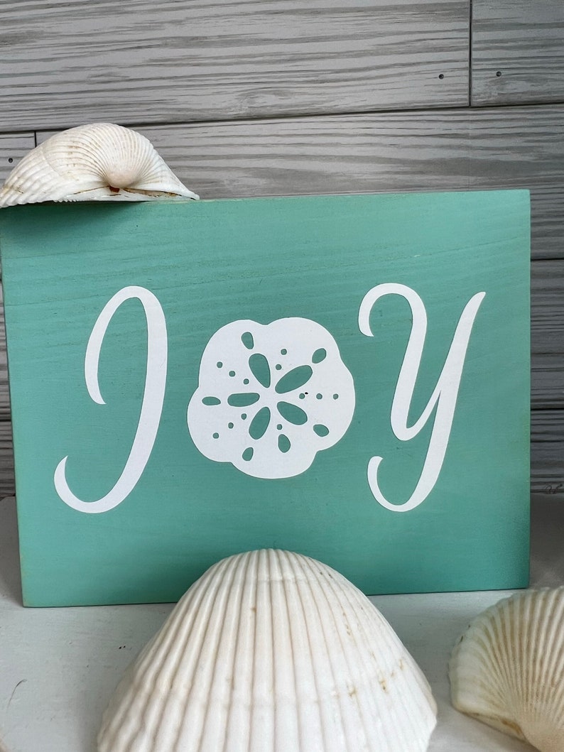 Coastal Christmas Tiered Tray Decor: Beachy Seas and Greetings Sign JOY SIGN