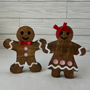 Gingerbread Kids Shelf Sitters, Gingerbread Tiered Tray Decor, Wood Gingerbread Man, Gingerbread boy and girl, Hot Cocoa Bar Accents Decor