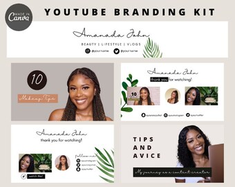 YouTube Channel Kit | Editable Canva Template | YouTube Banner, End Card, Video Thumbnail Templates | Minimalist Aesthetic