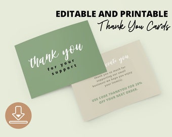 EDITABLE/PRINTABLE Thank You Cards for Business