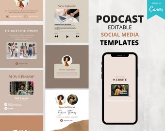 Instagram Templates for Podcast Hosts | Social Media Branding Kit | Fully Editable on Canva | Podcast Templates | For Podcast Creators