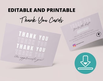 EDITABLE/PRINTABLE Thank You Cards for Business