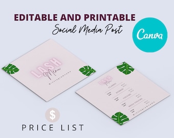 DIY Canva Social Media Template | Price List