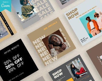 Instagram Fashion Post Templates | Streetwear Style - Urban Style | Social Media Package Feed + Story | Boutique Branding | Fully Editable