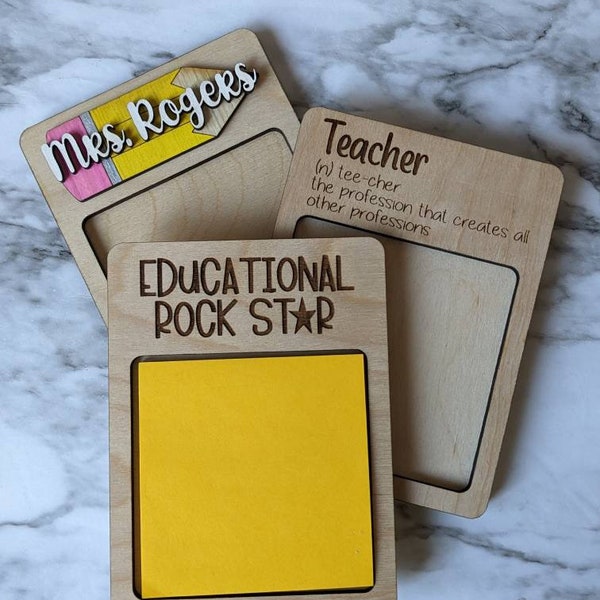 Teacher Wood Notepad Holder  | Appreciation Gift | Christmas Gift | Notepad & Pen Set | Bamboo Pen | Secretary Present | Administration