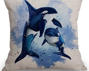 Whales Pillowcase  Patriotic Pillowcase  Nautical Pillowcase  Sea Life Pillowcase  Standard Cotton Colorful Pillowcase  Kids Pillow