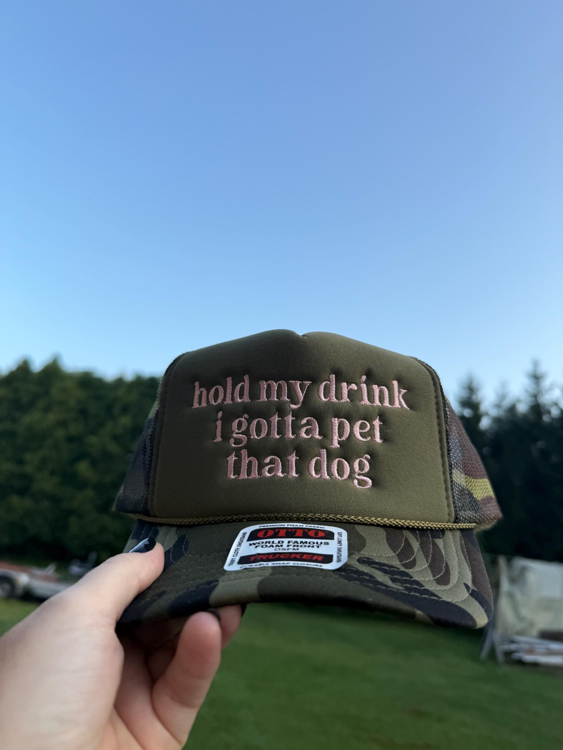 Hold My Drink I Gotta Pet This Cat Dad Hat - Adjustable Vintage Washed Baseball Cap For Cat Lovers, Black
