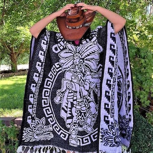 Handmade Aztec Calendar Mexican Poncho