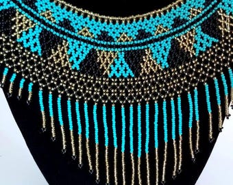 Beautiful Beaded Mexican Huichol Necklace