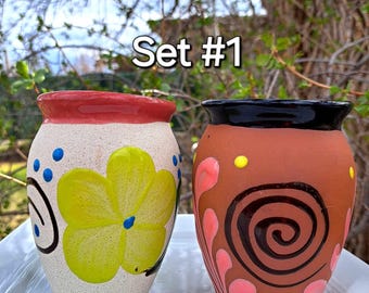 Decorative  Handcrafted Mexican Cantarito 13 OZ- Set of 2 Pcs