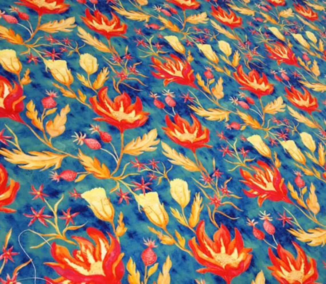 Tapestry Upholstery Fabric Oriental Canvas Fabric Floral Etsy