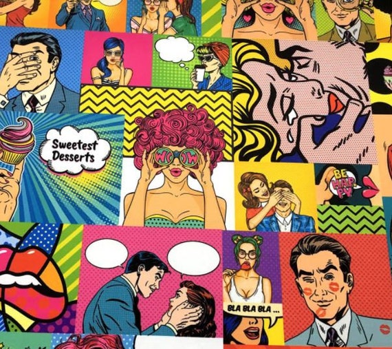 Pop Art Fabric Upholstery Fabric Retro Canvas Fabric Pop Etsy