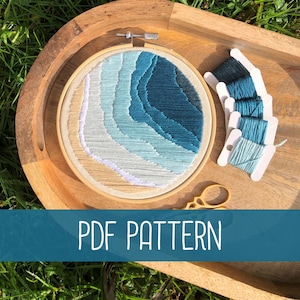 Abstract Ocean Embroidery Pattern | Downloadable PDF File | Beginner Friendly