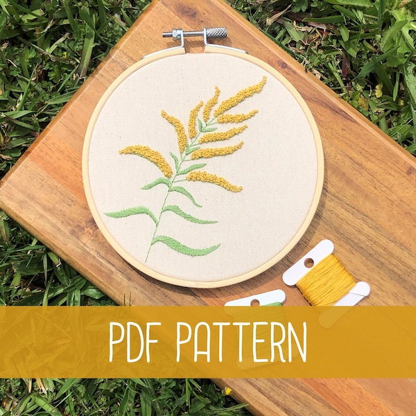 Goldenrod Embroidery Pattern | Spring Collection | Downloadable PDF Pattern | Beginner Friendly