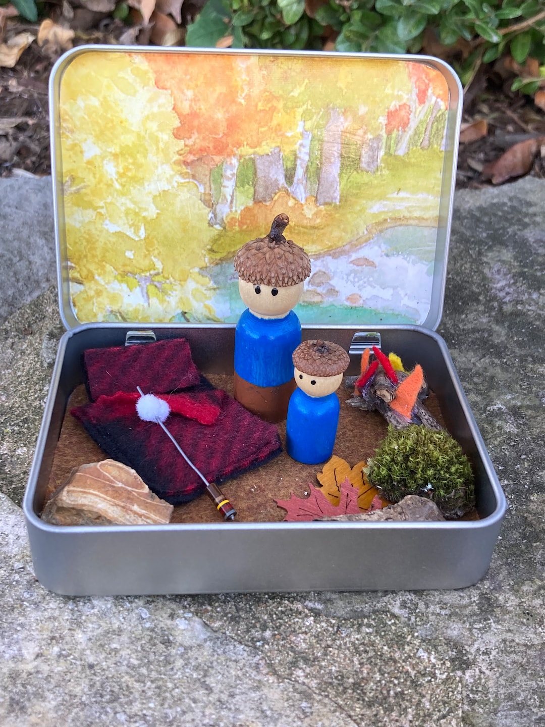 Altoid Tin Camping Play Set, Peg Doll Camping Theme, Quiet Play