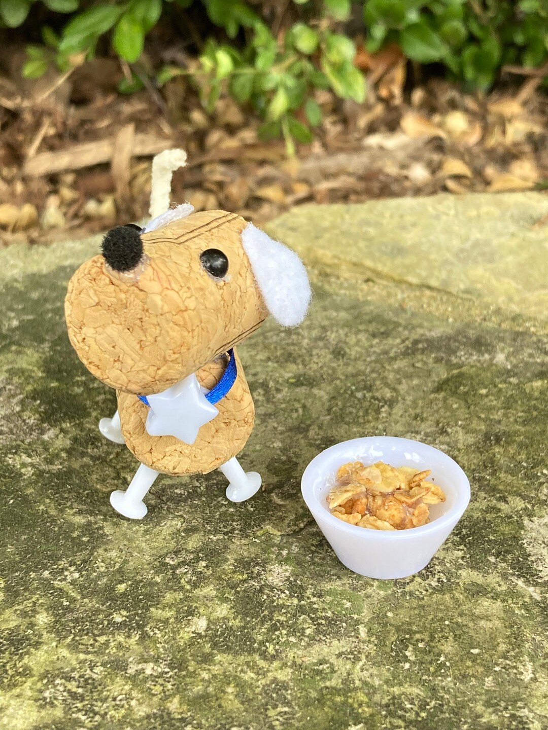 Wine Cork Dog, Cute Cork Puppy With Dog Food Dish, Dog Lovers, Wine