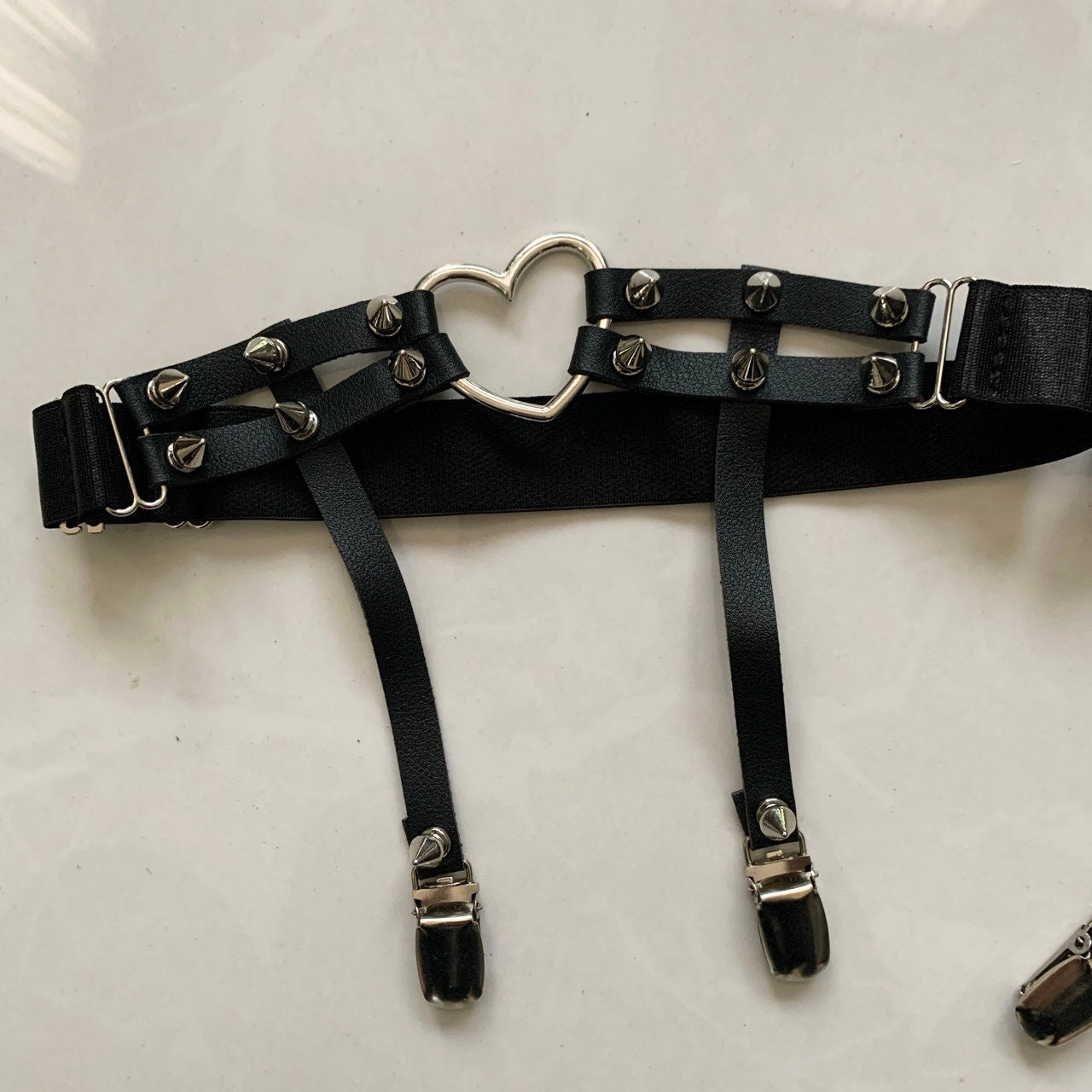 Heart Shaped Vegan Leather Thigh Garter Adjustable Harness Etsy
