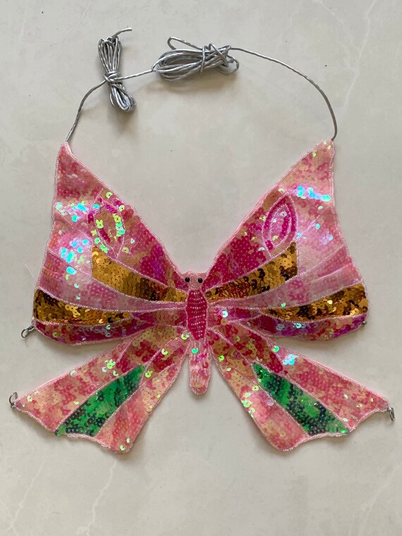 Backtie Y2K Butterfly Sequin Top Holographic Pink u0026 Green - Etsy