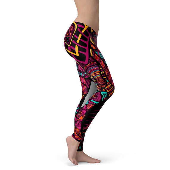 Abstract Elephant Athletic Leggings Patterned Elephant Yoga Leggings Footless Tights Yoga Pants Workout Leggings Fun Leggings Boho Etsy UK