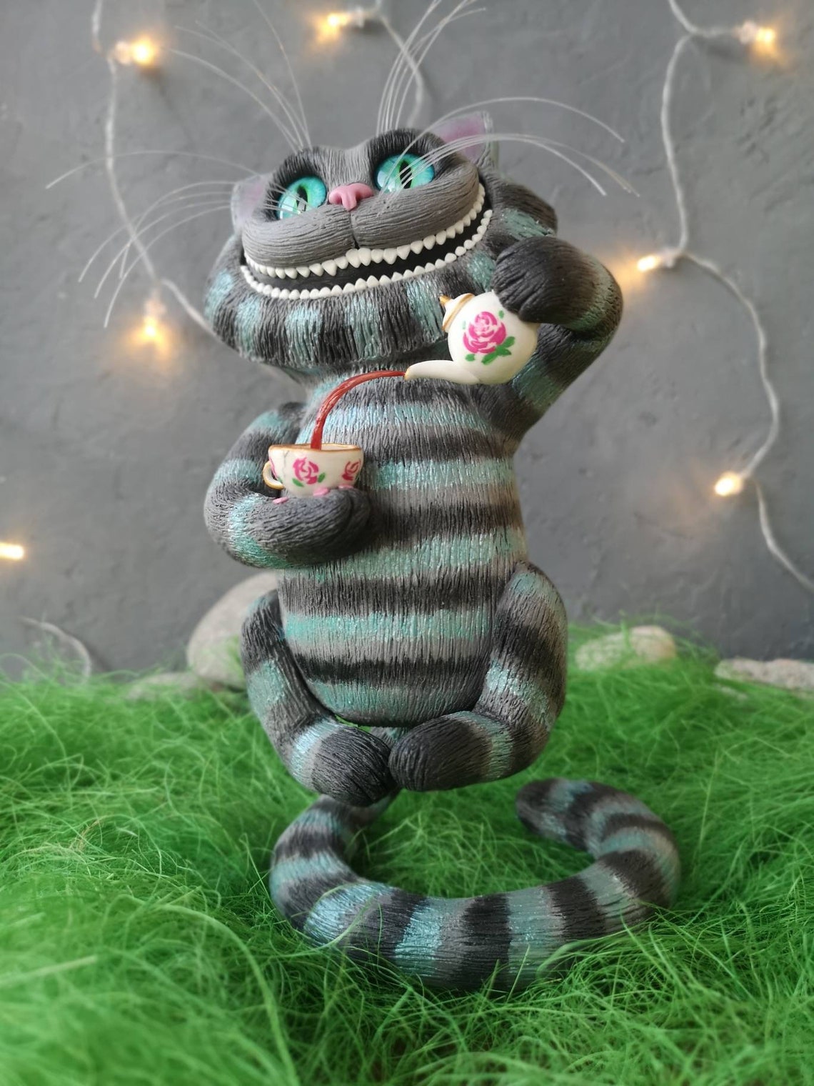 Cheshire Cat Figurine Alice in Wonderland Doll Tim Burton Etsy