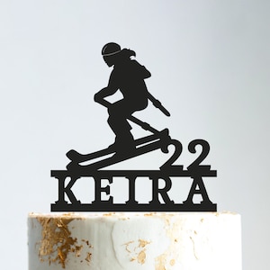Birthday Cake Topper, Skiing Cake Topper, 30th Birthday Gift for Her, Name Cake Topper, 21st Birthday Gift, Custom Cake Topper, B245