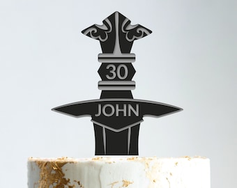 Sword cake topper birthday,Medieval sword birthday cake topper,custom sword topper,Viking themed birthday cake topper,sword name topper,b400