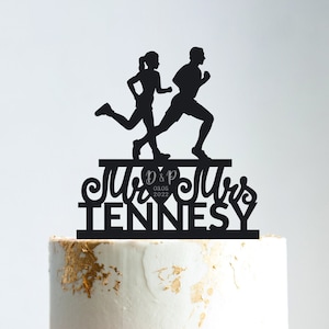 Cheereveal Black Marathon Happy Birthday Cake Topper Running