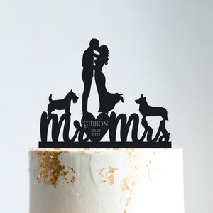 Mr and Mrs wedding cake topper with dogs,puppy wedding topper,corgi wedding cake topper,topper wedding dog,corgi cake topper dog,B13