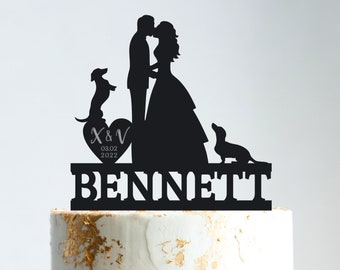 Wedding cake topper with dog,dog wedding cake topper,dachshund wedding cake topper,dachshund cake topper,cake topper for wedding dog,B47