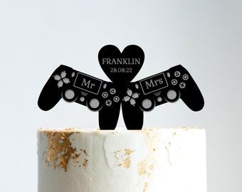 Wedding cake topper game controller,video game cake topper wedding,wedding cake topper funny game,geeky wedding cake topper,game topper,B40