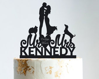 Mr and Mrs pomeranian wedding cake topper with dog,puppy wedding topper,long hair dachshund wedding cake topper,topper for wedding dog,B12