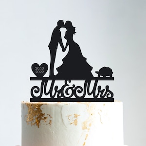Custom Mr Mrs Und Mrs Schildkröte Cake Topper, Hochzeit Tortendeko, Tortenstecker Schildkröte, Hochzeit Tortendeko, Tortenstecker Schildkröte, Cake Topper personalisiert,B36