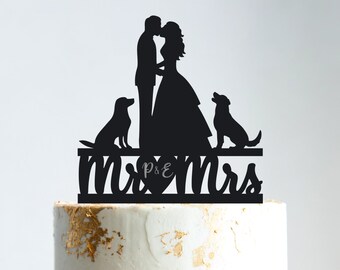 Wedding cake topper with golden retriver,golden retriever wedding cake topper,cake topper wedding with dog,golden retriever cake topper,B24