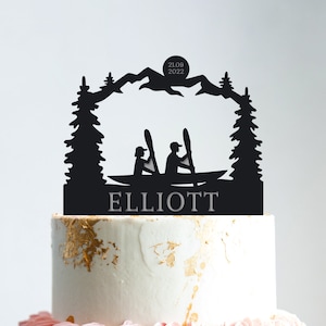 Canoe wedding adventure cake topper,custom kayak outdoor wedding topper,kayaking wedding cake topper travel,kayakers wedding topper,b295