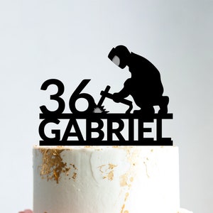 Custom welder birthday cake topper,welder cake topper birthday,welder cake topper 50th birthday gift for men,acrylic cake topper,b193