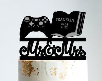 Cake topper game book,book theme wedding cake topper,game cake topper,video game book cake topper,video game cake topper wedding,B54